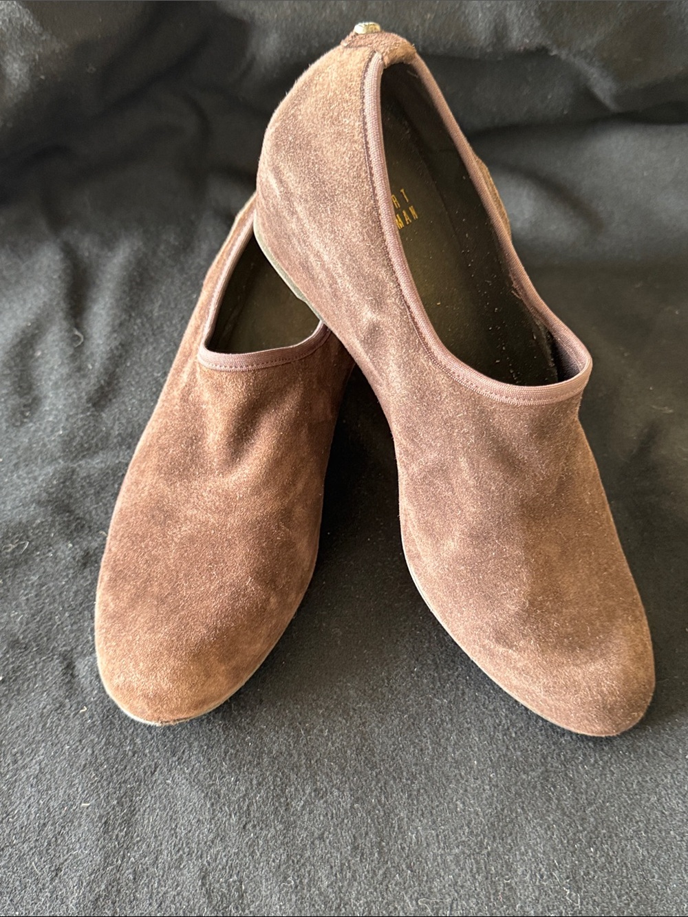 Stuart Weitzman Brown Suede Wedge Slip-Ons - Picture 1 of 7